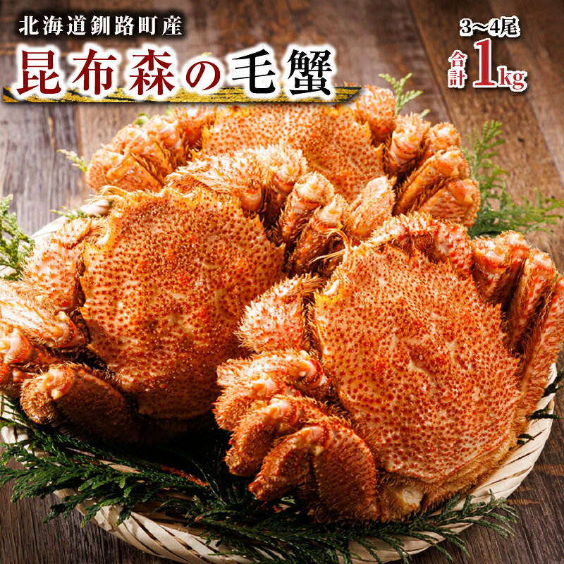 【ふるさと納税】【訳あり・数量限定】北海道昆布森の 1kg 毛蟹 3～4尾（合計1kg） ｜ ボイル済み 下茹で 冷凍 北海道産 毛ガニ ケガニ けがに カニ味噌 魚介類 高級 セット 旬 釜茹で すぐ届く 北海道 釧路町 釧路超 特産品 br02