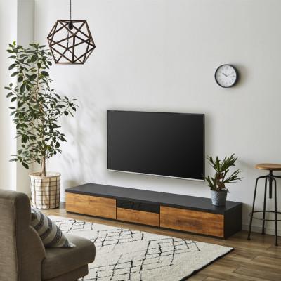 ふるさと納税 大川市 テレビボード幅180ブラックアイアン×木目おしゃれローボード　国産家具　NA/BR |  | 01