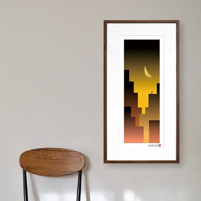 ふるさと納税 綾部市 ＼注目の和紙アート/ 【絵画】黄昏の街　額装サイズ300mmx600mm　阿波紙 |  | 01