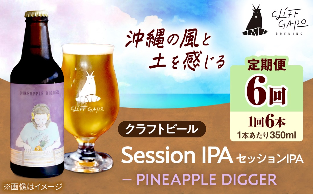 【全6回定期便】-CLIFF BEER- PINEAPPLE DIGGER  (セッションIPA) 6本入り ビール クラフトビール 350ml 飲み比べ ギフト 沖縄市 / 株式会社クリフクラフト[BCDS019]