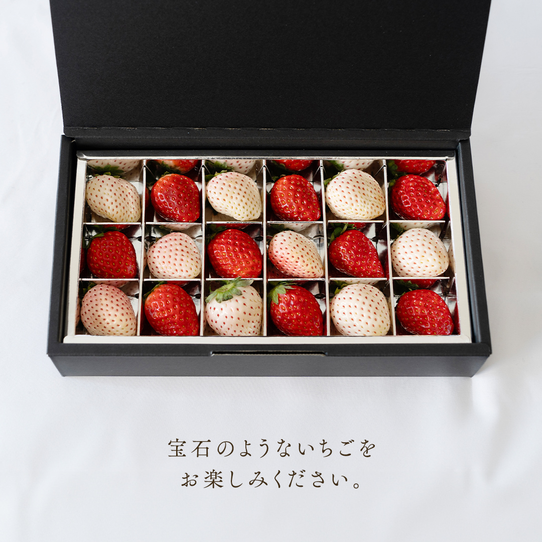 赤いちごと白いちごの宝石箱 18粒 【12月から発送開始】（茨城県共通返礼品 [いちご]：城里町産）田舎の頑固おやじが厳選！  果物 フルーツ いちご イチゴ 苺 白苺 贈答 ギフト [BI335-N