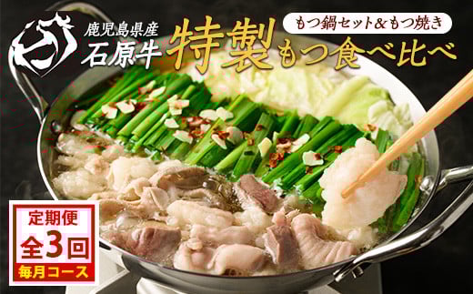 
            ＜定期便・毎月発送全3回＞ 石原牛の定期便【もつ食べ比べ編】 【石原PRO】nagashima-1524
          