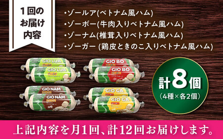 【全12回定期便】ベトナムハム Sサイズ 4種セット / ハム ベトナム料理 [BBBE012]