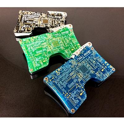 ふるさと納税 八王子市 リアルな基板を使用したオリジナルカードケース「NA」design KIBAN CARD CASE・青