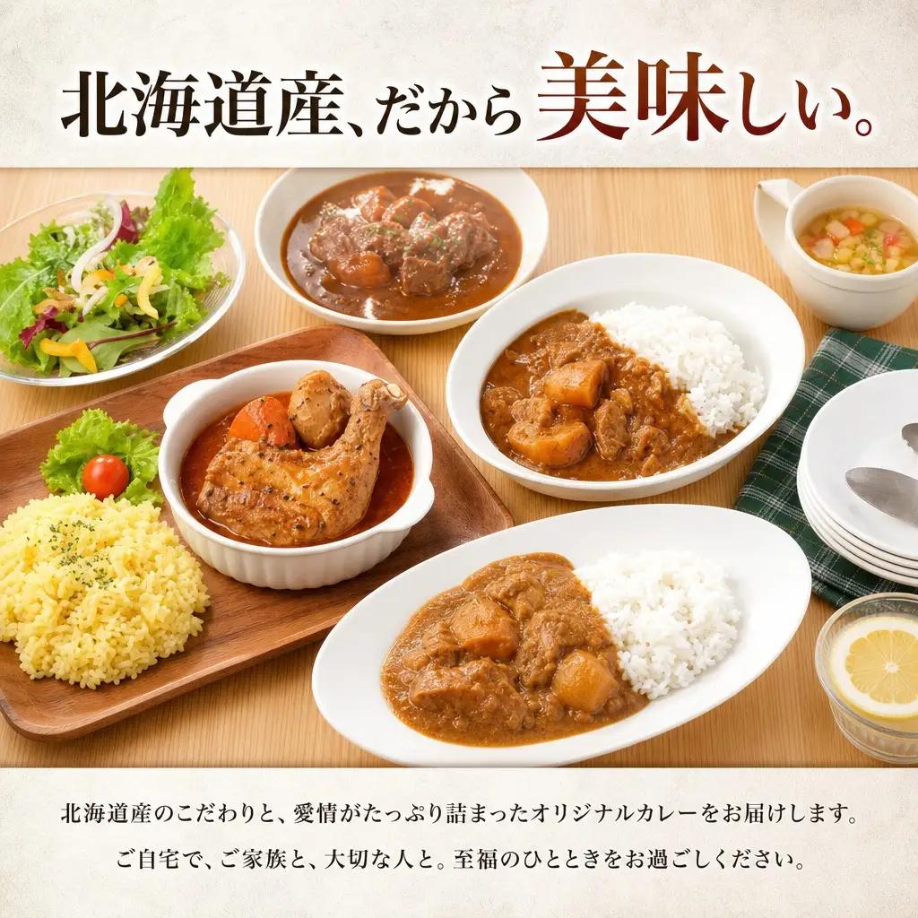 カレー 4種 食べ比べ 計4個 中辛 スープカレー ビーフカレー ポークカレー 牛すじカレー じゃがいも 牛 牛肉 豚肉 肉 鳥 鶏 業務用 レトルトカレー 保存食 備蓄 まとめ買い 送料無料 北海道