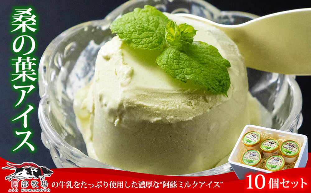 牧場直送！阿蘇ミルクアイスセット 桑の葉 10個 阿部牧場 アイス ジェラート 牛乳 ミルク 桑の葉 乳製品 三ツ星受賞 人気 濃厚 こだわり 詰め合わせ スイーツ デザート 熊本 阿蘇