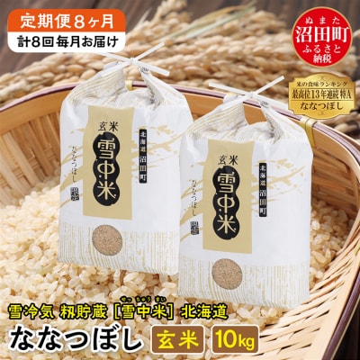 【定期便8ヶ月】11月発送開始 ななつぼし玄米10kg 計8回毎月お届け 令和6年産 北海道 雪中米