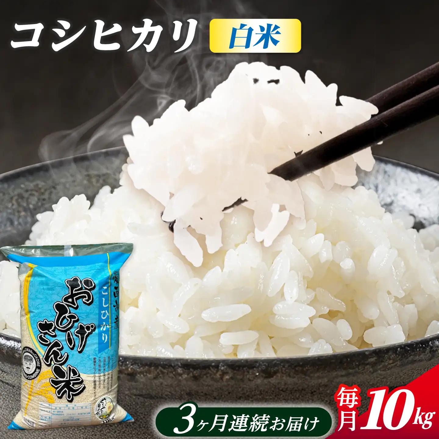 【3回定期便】コシヒカリ 白米 10kg×3か月 / 脇野コンバイン[AECP027]