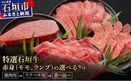 
                  ＜部位が選べる＞希少な特選石垣牛をご家庭で！肉の旨味あふれる赤身&秘伝の焼肉タレ/赤身ステーキ用/肩ロースしゃぶしゃぶ用/カルビ焼肉用食べ比べセット&秘伝の焼肉タレ | 沖縄 石垣 特選 牛 赤身 モモ ランプ 焼 肉 タレ 真空 冷凍 | IM-40/IM-41/IM-42/IM-43
                