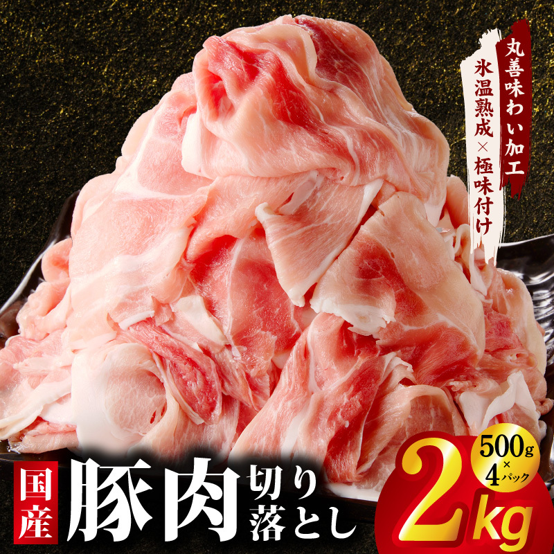 【定期便】国産 豚肉 切り落とし 2kg×全2回【氷温熟成×極味付け 500g×4P ぶたにく 普段使い 野菜炒め 訳あり サイズ不揃い 2026年1月＆4月発送】 mrzZ064