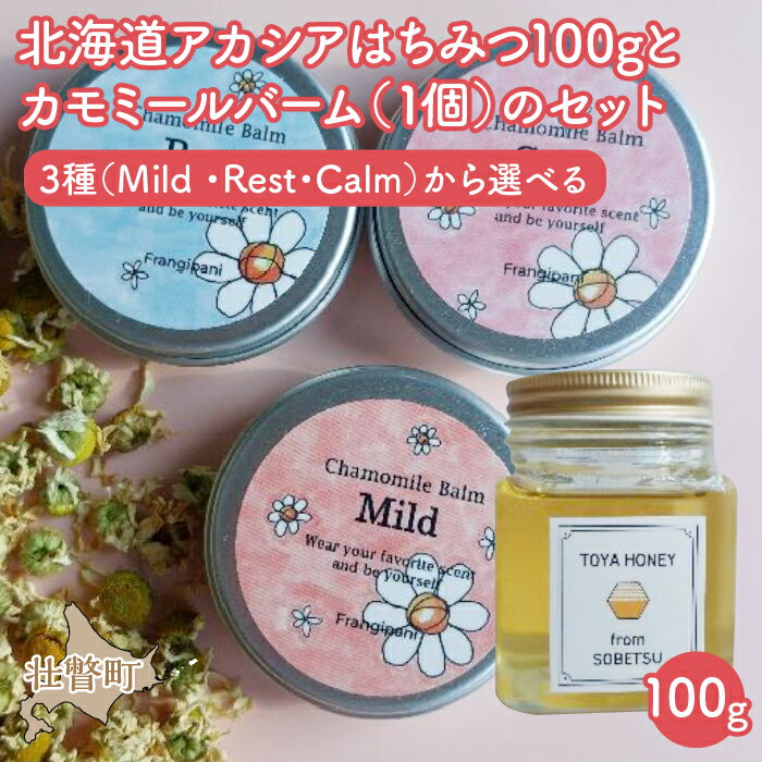 【ふるさと納税】北海道アカシアはちみつ100gとカモミールバーム（1個）のセット ふるさと納税 人気 おすすめ ランキング 加工食品 はちみつ 美容商品 化粧品 バーム カモミール ハーブ 保湿 ギフト プレゼント 北海道 壮瞥町 送料無料 SBTX008
