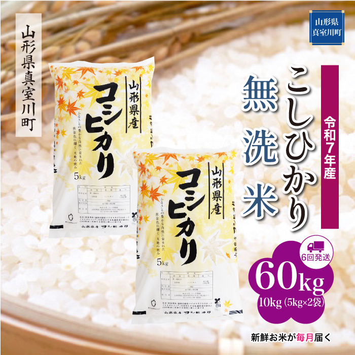 ＜令和7年産米＞ こしひかり 【無洗米】60kg定期便(10kg×6回)　配送時期指定できます！ 山形県真室川町