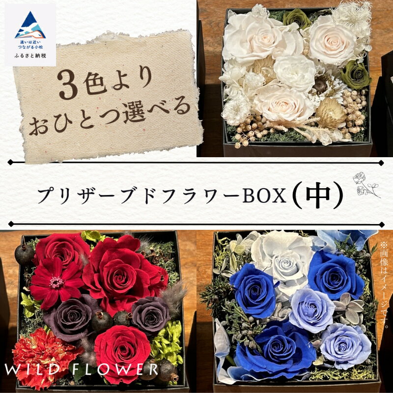 【ふるさと納税】 《色を選べる》プリザーブドフラワーBOX （中）インテリア 飾り お中元 お歳暮 ギフト 小松市 石川県 023013【WILDFLOWER】