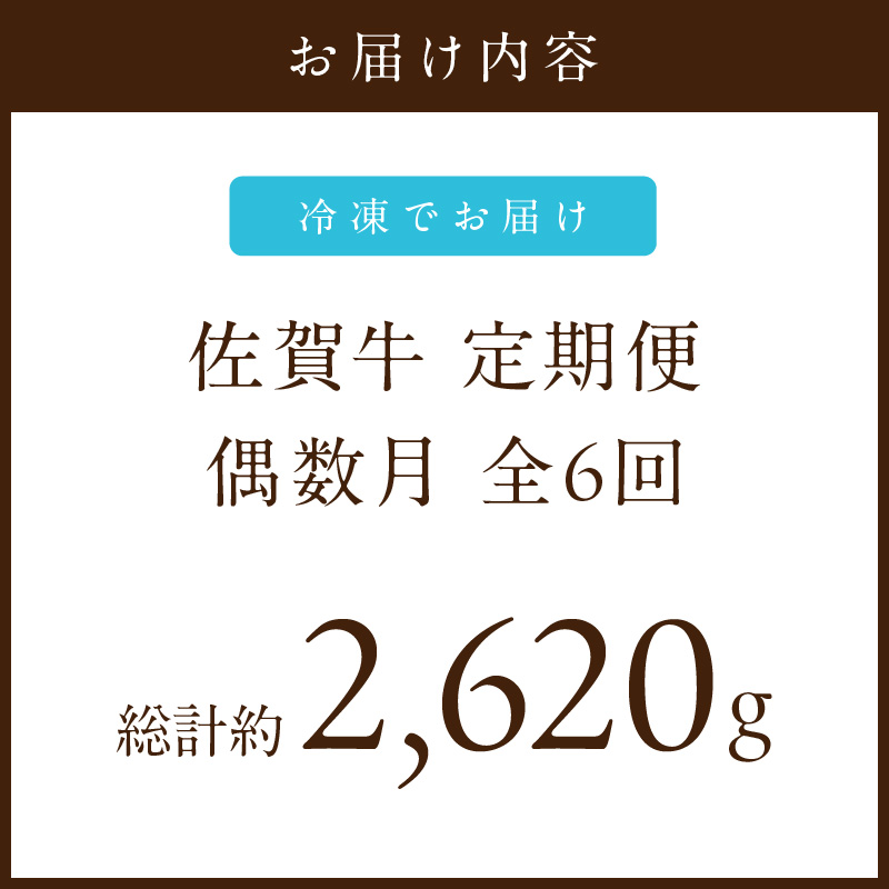 【発送月固定 定期便】肉の定期便! 厳選 佐賀牛 隔月お届け（偶数月）全6回 J1170
