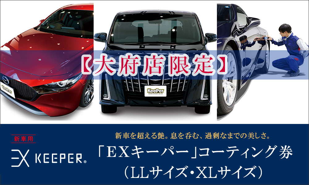 
【大府店限定】手洗い洗車とカーコーティングの専門店KeePer LABOの「ＥＸキーパー」コーティング券（LLサイズ・XLサイズ）
