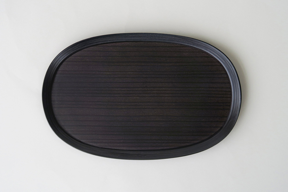 BUNACO オーバルトレイ Sサイズ （ブラック) お盆 トレイ 食器 木製 ウッド  木製食器 キッチン 雑貨