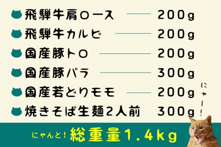 猫助けBBQセット 飛騨牛 黒毛和牛 国産 牛肉 豚肉 鶏肉 焼肉 焼きそば レジャー アウトドア バーベキュー BBQ(SAVE THE CAT HIDA支援)30000円 3万円[neko_j_5