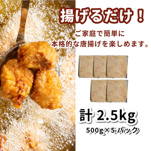 鶏むね肉 2.5kg 唐揚げ用 醤油 ダレ 小分け 500g×5パック 国産 鶏肉 鶏むね 肉 揚げ物 醤油 漬け 揚げるだけ お弁当 おかず 惣菜 お惣菜 簡単調理 グルメ ※北海道･東北･沖縄･離