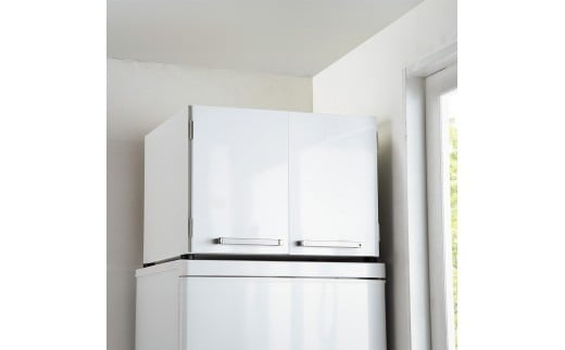光沢仕上げ・冷蔵庫上ストッカー 幅57cm（脚部59cm）【ホワイト】_1300400842_01
