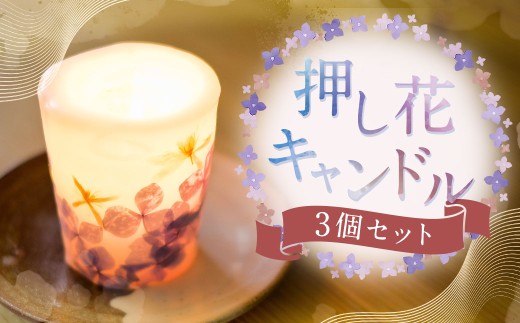 押し花キャンドル 3個 ／ ろうそく ロウソク 蠟燭 野の花 フラワー インテリア 長崎県 長崎市