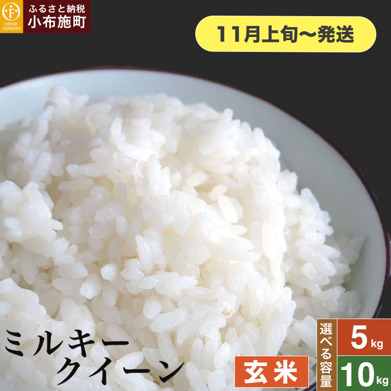 【ふるさと納税】 ミルキークイーン 玄米 約5kg 約10kg 選べる容量［おぶせファーマーズ］ お米 米 おこめ こしひかり 長野県産 【2025年11月上旬～発送】