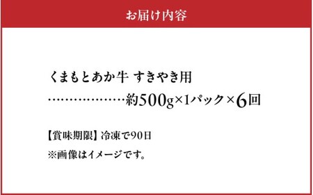 【定期便6回】GI認証 くまもとあか牛 すき焼き用500g
