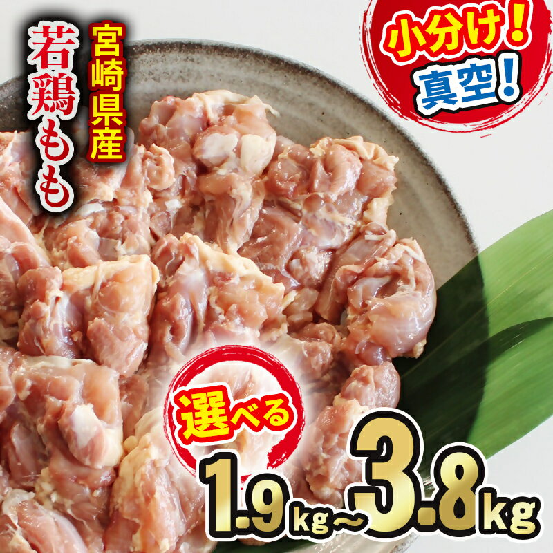 【ふるさと納税】 宮崎県産 若鶏もも肉 3.8kg(1枚250～350g×10～12枚） 1枚ずつ 小分け 真空パック 鶏肉 鳥肉 とり肉 モモ肉 便利 唐揚げ チキン南蛮 宮崎県 さいと サイト 南九F☆＜60-3a＞