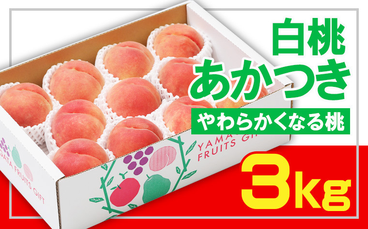 
            ☆フルーツ王国山形☆白桃あかつき秀品 3kg [やわらかくなる桃] 【令和7年産先行予約】FS23-823 くだもの 果物 フルーツ 山形 山形県 山形市 2025年産
          