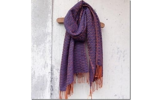 ito to iro 手染め・手織り仕上 メリノウール100％　ストール ライトブラウン・ネイビー