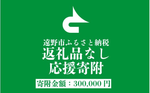 返礼品なし 遠野市 返礼品無し の応援寄附 300,000円