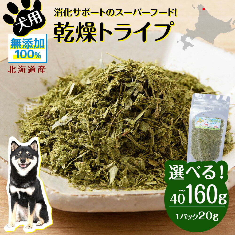 【ふるさと納税】 犬 おやつ 無添加 国産 乾燥グリーントライプ 選べる40g～160g 1パック20g ペット エサ 餌 浜頓別 北海道犬用 ペットフード ドッグフード 北海道ふるさと納税 ふるさと納税 北海道 浜頓別 通販 贈答品 贈り物