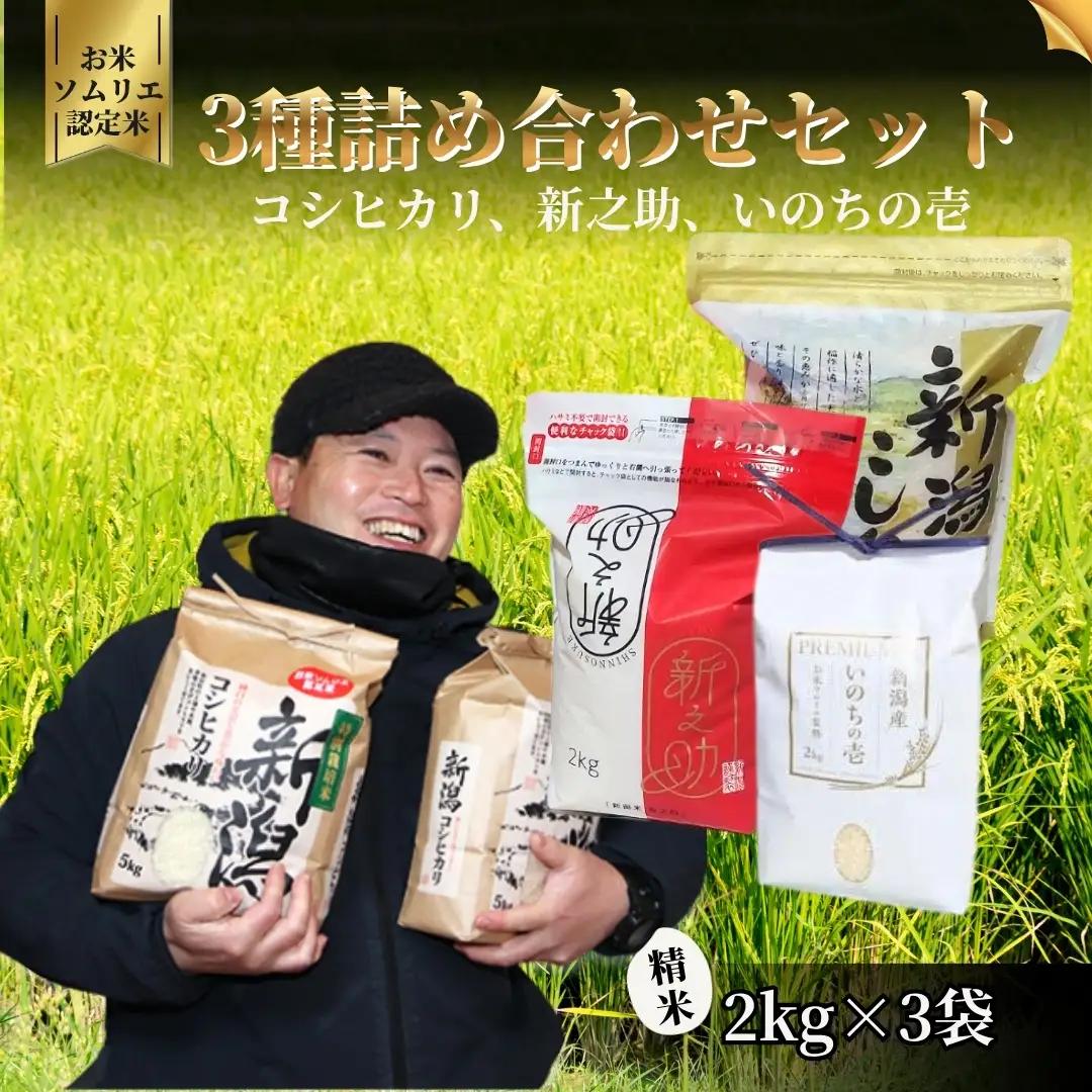 【先行予約】令和8年産 新米 3種食べ比べ 6kg(コシヒカリ・新之助・いのちの壱 各2kg) | 新潟県産 米 五泉市