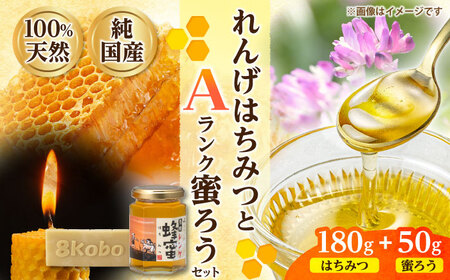 恵那蜂蜜・蜜蝋セット (蓮華蜂蜜180g×1本、Aランク蜜蝋50g×1枚) / 恵那市 / はち工房こうけつ [AUDF028]
