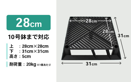 【カーメン君×daim コラボ】daim ブラックベース 28cm 10個入 10号鉢まで対応（園芸用鉢スタンド）【家庭菜園 園芸 ガーデニング ガーデニンググッズ 園芸用品 鉢 植木鉢 鉢置き 鉢台