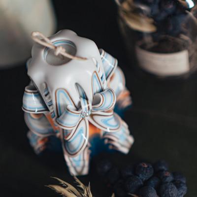 ふるさと納税 丹波篠山市 丹波篠山市製 彫刻キャンドル オレンジ×ブルー 1点 |  | 02