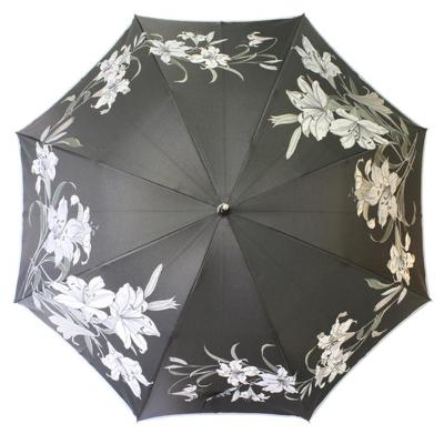 ふるさと納税 富士河口湖町 槙田商店【晴雨兼用】長傘 ”絵おり” 百合:黒 |  | 01