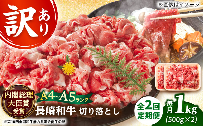 
            【全2回定期便】【訳あり】【A4～A5】長崎和牛焼肉切り落とし(肩ロース・バラ）　1kg（500g×2p）【株式会社 MEAT PLUS】 [DBS045]長崎和牛 和牛 国産 牛肉  長崎和牛 焼肉 切り落とし 肩ロース バラ 1kg 500g 2パック2回定期便 定期便 2回 訳あり 訳アリ
          