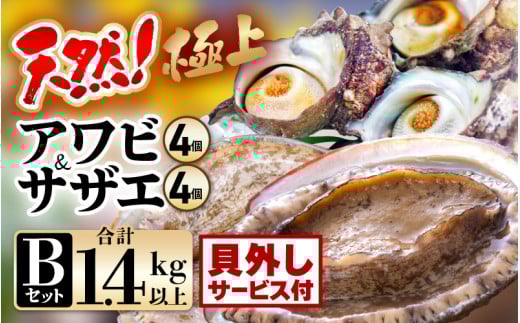 【期間限定】天然！極上 アワビ ＆ サザエ セットB(貝はずしサービス)【入手困難 産地直送 刺身 お造り おせち バター焼き BBQ あわび 鮑 サザエ さざえ 貝 砂抜き済 海鮮 魚介 酒の肴 つまみ 贅沢 ご褒美 冷凍 福井】[m21-ｍ001_02]