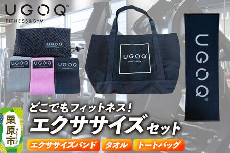 フィットネス 用品 どこでもフィットネス！ UGOQエクササイズセット 3品セット 【クロネコゆうパケット】 [エクササイズバンド シェイプアップ セット 本格 美容 健康 体験 宮城県 栗原市 UGOQ]