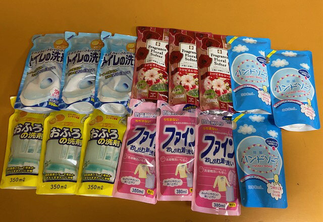 【ふるさと納税】［生活応援］ 日用品セットE｜15個セット ( お掃除 ハンドソープ 衣料洗剤 柔軟剤 お風呂掃除用洗剤 トイレ用洗剤 ) 手洗い 生活 日用品 [mt1667] そうじ 衣服 新生活 一人暮らし 引っ越し 必需品 日用消耗品 洗剤 三伊吹 本巣市 7000円 7千円