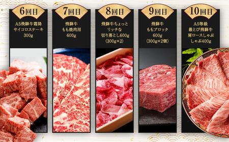 【定期便 全10回 】飛騨牛| 牛肉 定期便 ZZ017