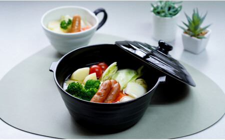 有田焼 熱々のまま食卓へ「Only碗」（ブラック） 【大慶】 土鍋 直火対応 電子レンジ対応 オーブン対応 キッチン用品 調理用具 食器兼用土鍋 うつわ 一人暮らしの土鍋 一人用鍋 レシピ付 A24-