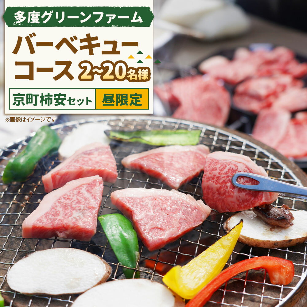 【ふるさと納税】＜選べるご利用人数＞多度グリーンファーム バーベキューコース（京町柿安セット） 昼限定 2名様～20名様 バーベキュー BBQ 牛ロース 豚肉 ウインナー お肉 野菜 焼きおにぎり ソフトドリンク アウトドア 飲食 人工芝 旅行 観光 三重県 桑名市 送料無料
