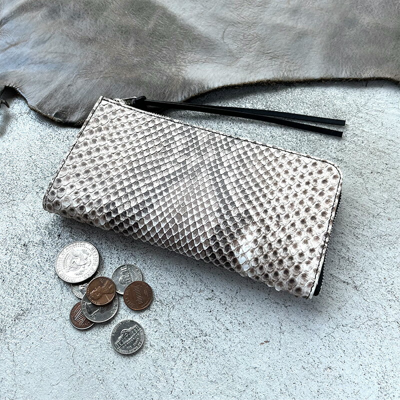 本革 L字ファスナー長財布 ダイヤモンドパイソンレザー　【 ファッション小物 財布 長財布 レザー パイソンレザー イタリアンレザー プレゼント ギフト 】