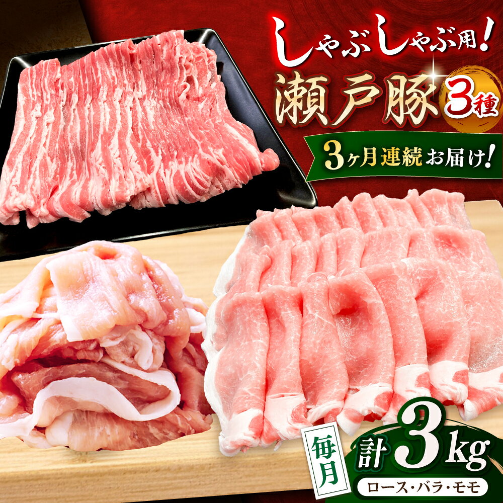 【ふるさと納税】【全3回定期便】瀬戸豚 しゃぶしゃぶセット 計3kg / 豚肉 小分け しゃぶしゃぶ セット / 瀬戸市 / 関屋精肉店[BBBQ210]