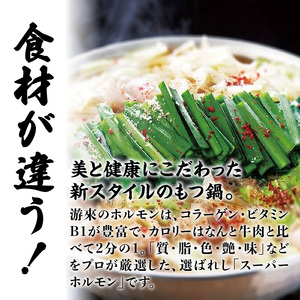 【游來】もつ鍋2～3人前セット モツ もつ ホルモン 鍋 新感覚 スープ 〆付き 麺 ちゃんぽん麺 セット 冷凍配送 簡単 調理 福岡県 八女市 072-293