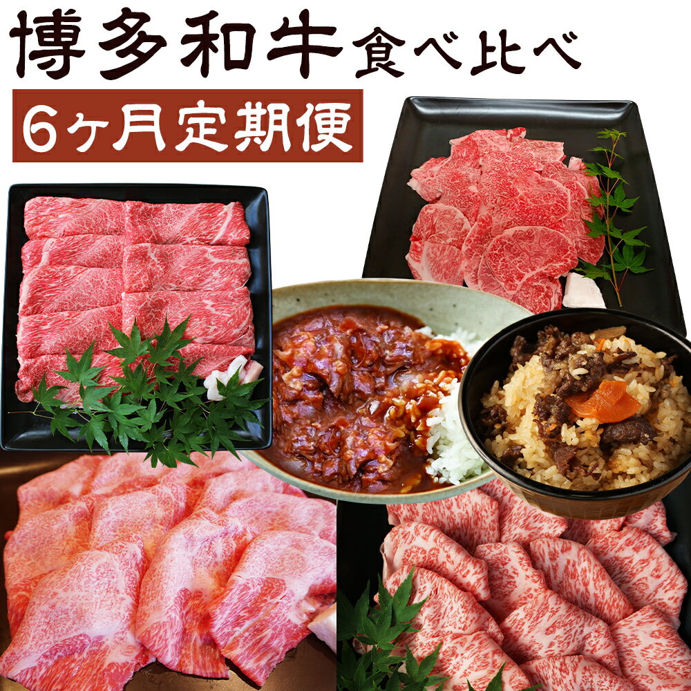 【ふるさと納税】【6ヶ月定期便】堀ちゃん牧場 博多和牛食べ比べ定期便 6回お届け 博多和牛 牛肉 和牛 スライス しゃぶしゃぶ テールスープ 切り落とし テールのデミグラス煮込み ロース 食べ比べ セット 冷凍 送料無料
