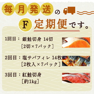 【定期便 全3回】魚鶴商店が選ぶ人気お魚F(銀鮭切身・サバフィレ・紅鮭切身)_G60-T71