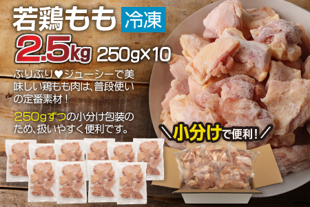 小分けで便利［250g×10袋］若鳥もも肉 個別凍結 宮崎県産 【B567】