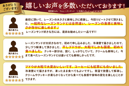 葡萄屋kofu　ラムレーズンサンド　12枚箱入